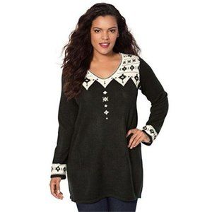 NEW Denim 24/7 4X 34/36 Fondue Sweater Tunic Top Black Women's Plus Size